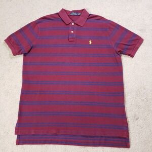 Polo Ralph Lauren Shirt Men XL Red Striped Rugby Preppy Casual Academia Beach